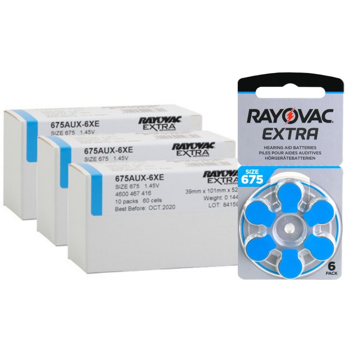 Set Baterii Universale Rayovac pentru Aparate Auditive, Zinc Aer, Alb, 1.28x11mm, 180 Buc