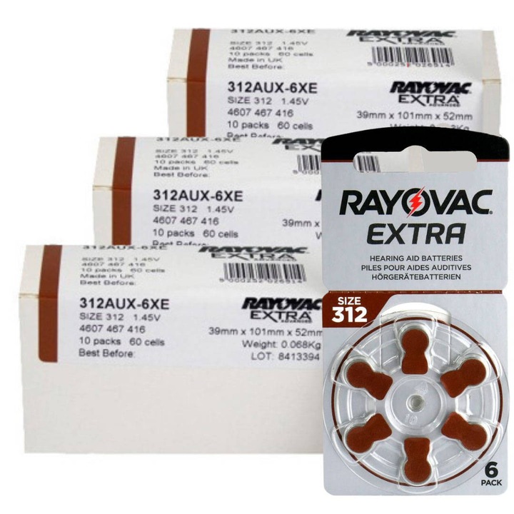 Set baterii pentru aparate auditive, Rayovac, zinc aer, 180 buc, alb, 1.28x11mm