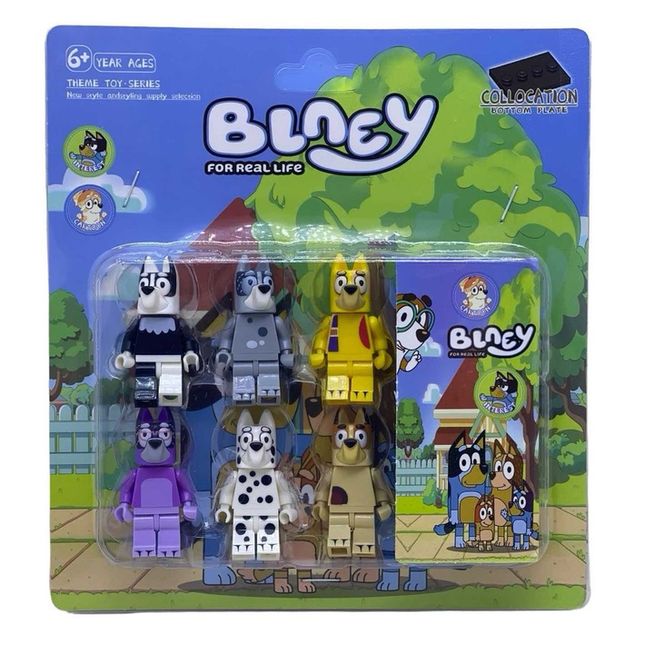 Set 6 figura Bluey és kiegészítők Blockheroes