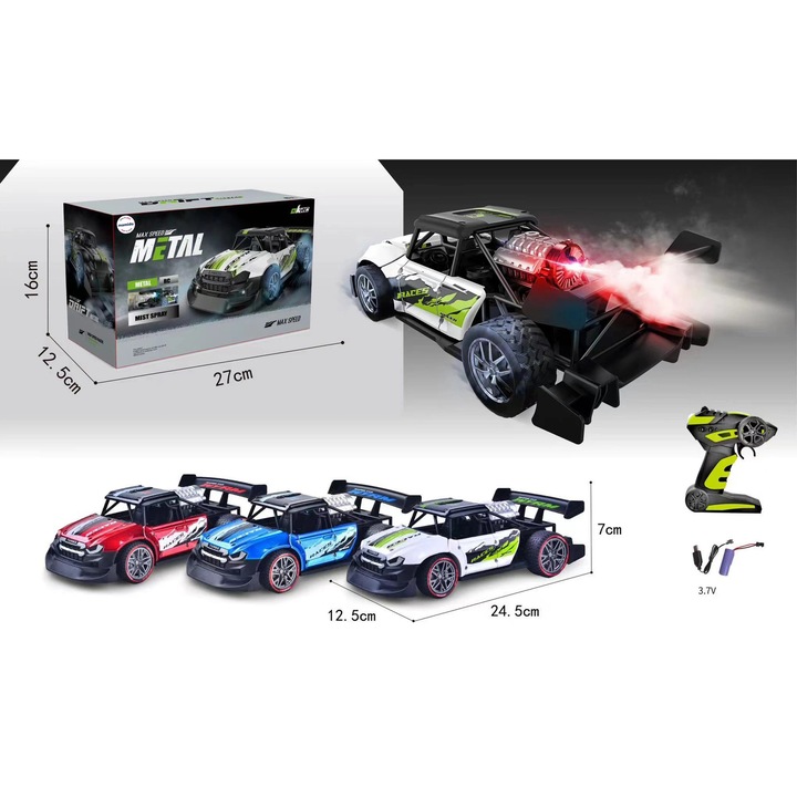 Mamido Távirányítós fém autó, Max Speed, piros füsthatással