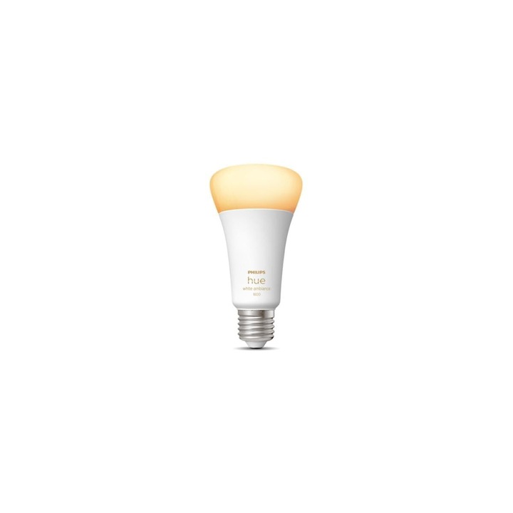 Bec LED Philips Hue White Ambiance E27, 1600 Lm, melegfehértől hidegfehérig, szabályozható
