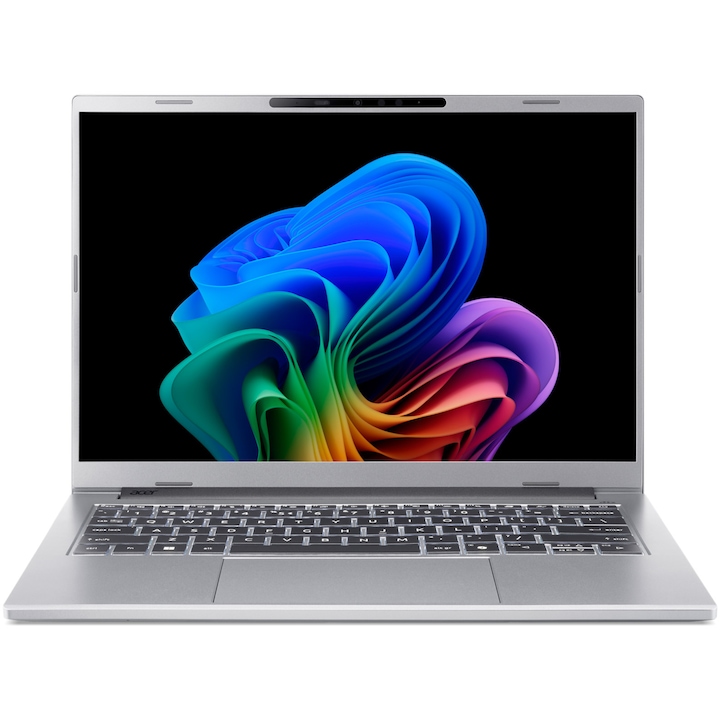 Acer Aspire 14 AI OLED laptop AMD Ryzen™ AI 7 350 processzorral, akár 5.0 GHz-ig, 14", WUXGA OLED, 16GB LPDDR5X, 1TB SSD, AMD Radeon™ 860M, No OS, Tiszta ezüst