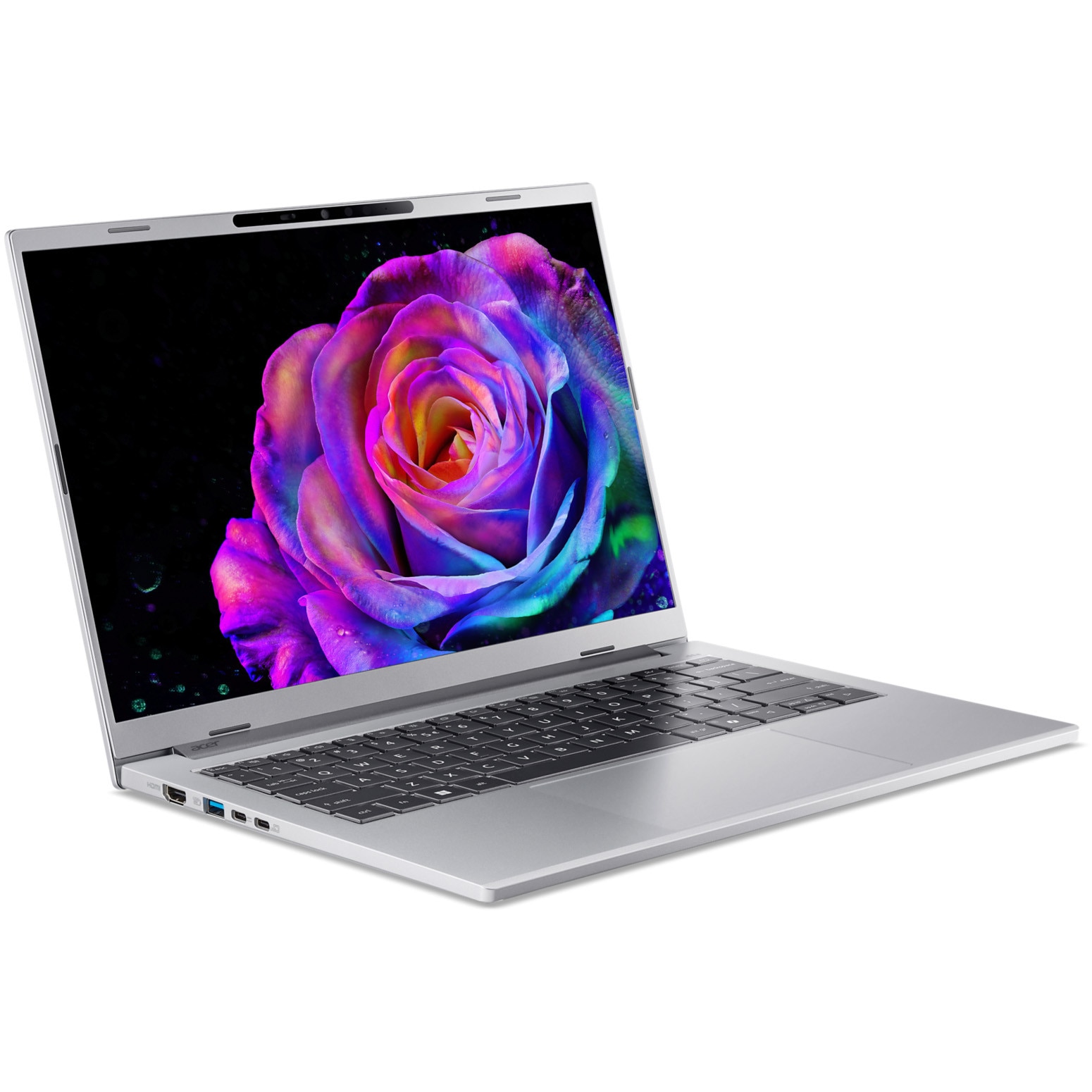Laptop Acer Aspire 14 AI OLED cu procesor AMD Ryzen™ AI 7 350 pana la 5.0 GHz, 14", WUXGA OLED, 16GB LPDDR5X, 1TB SSD, AMD Radeon™ 860M, No OS, Pure Silver