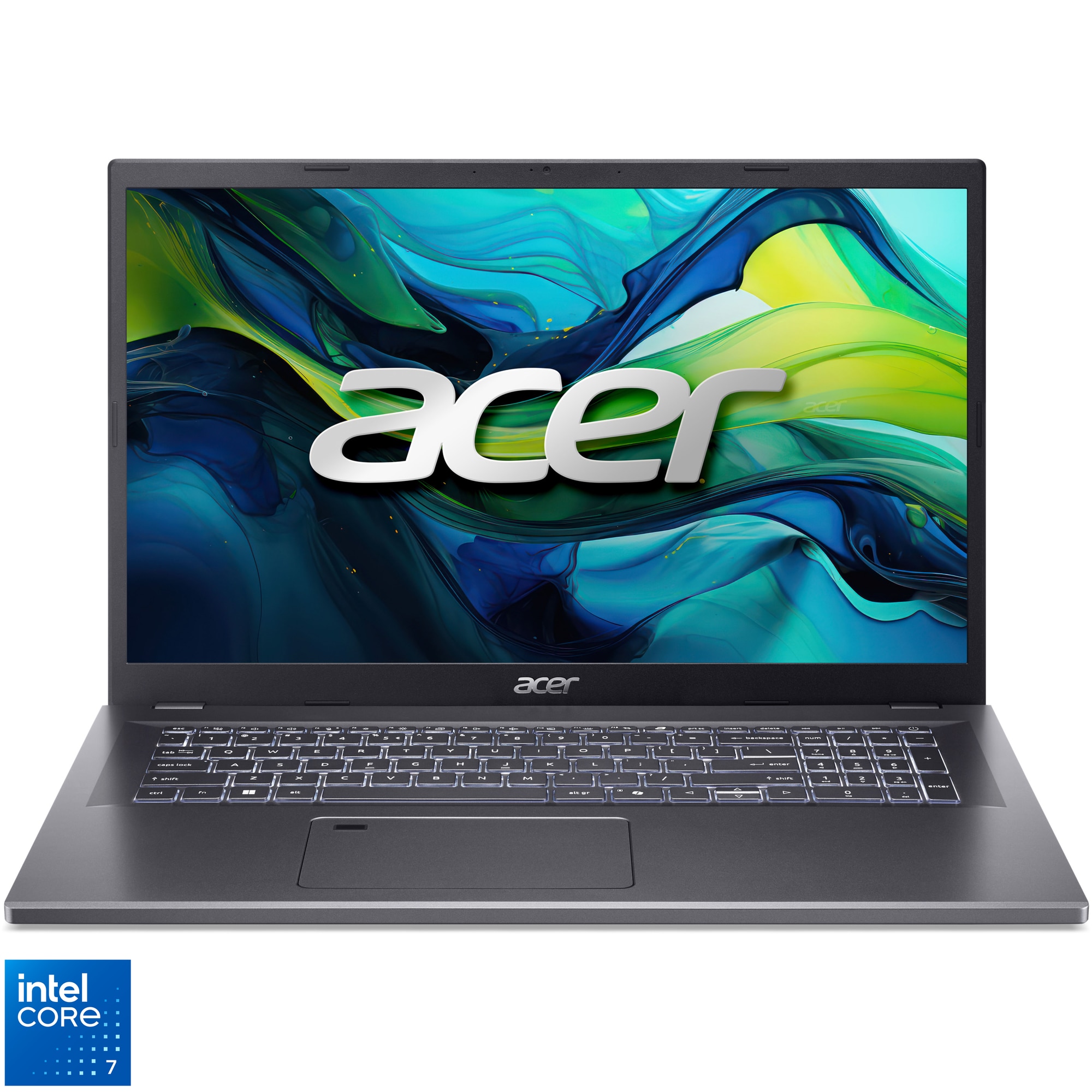 Laptop Acer Aspire 17 cu procesor Intel® Core™ 7 150U pana la 5.4 GHz, 17.3", FHD IPS, 16GB LPDDR5, 1TB SSD, Intel® Graphics, No OS, Steel Gray