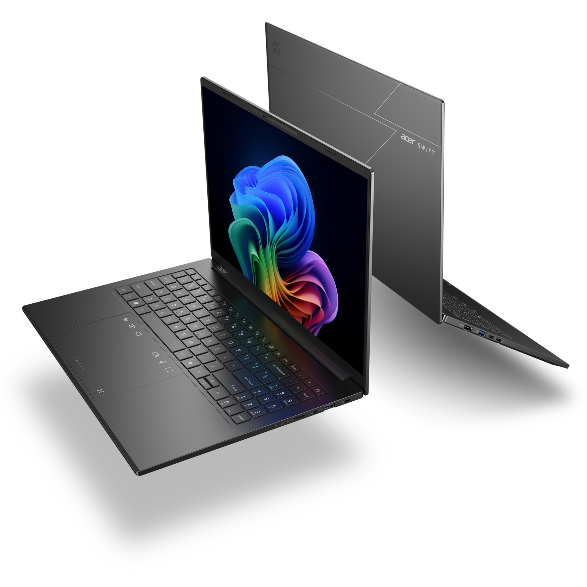 Laptop Acer Swift Go 16 AI OLED cu procesor Intel® Core™ Ultra 7 256V pana la 4.8 GHz, 16", WUXGA+ OLED, 120Hz, 16GB LPDDR5X, 1TB SSD, Intel® Arc™ Graphics 140V, Windows 11 Home, Obsidian Black