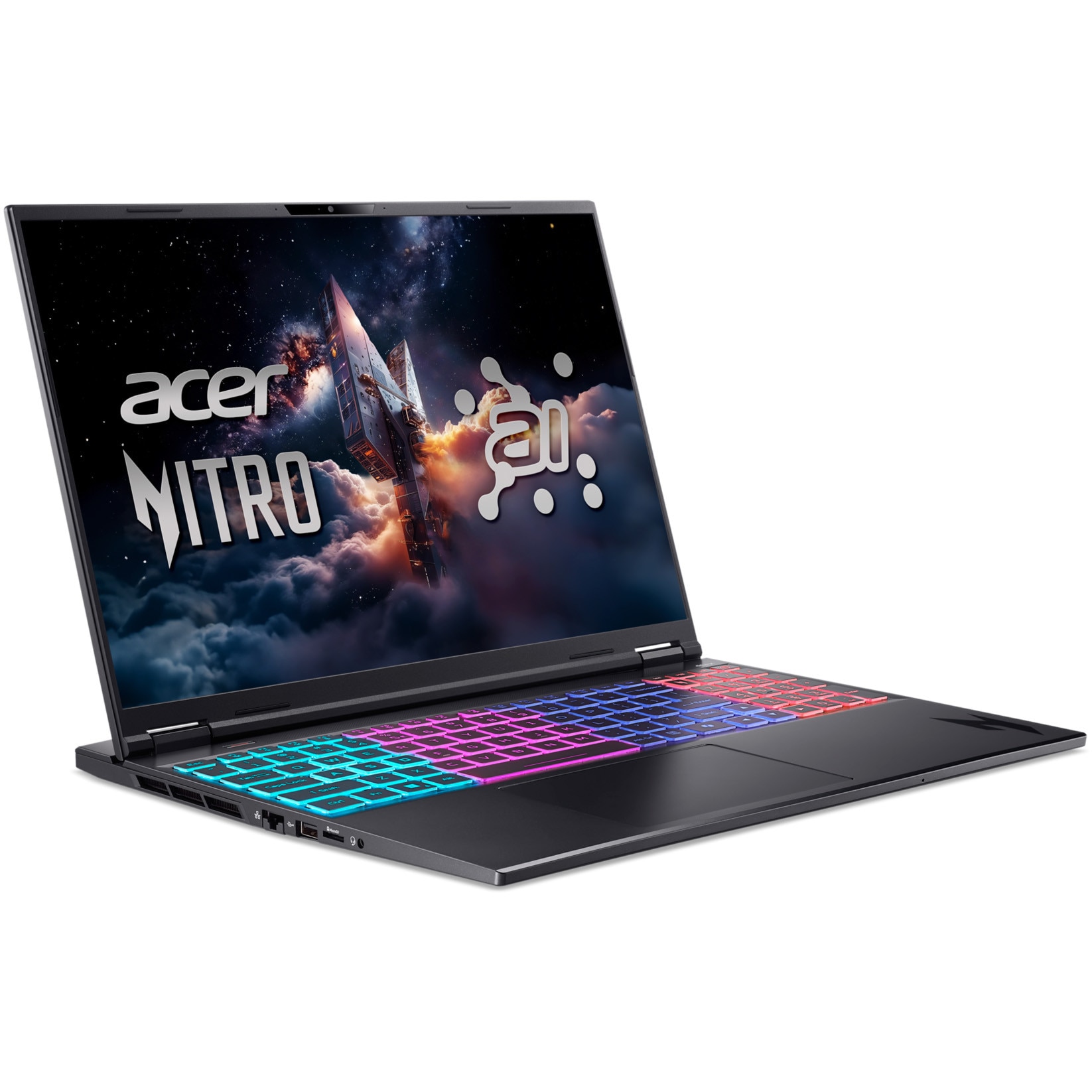 Laptop Gaming Acer Nitro 16S AI cu procesor AMD Ryzen™ AI 7 350 pana la 5.0 GHz, 16", WQXGA IPS, 180Hz, 16GB DDR5, 1TB SSD, NVIDIA® GeForce RTX™ 5070 8GB GDDR7, No OS, Obsidian Black