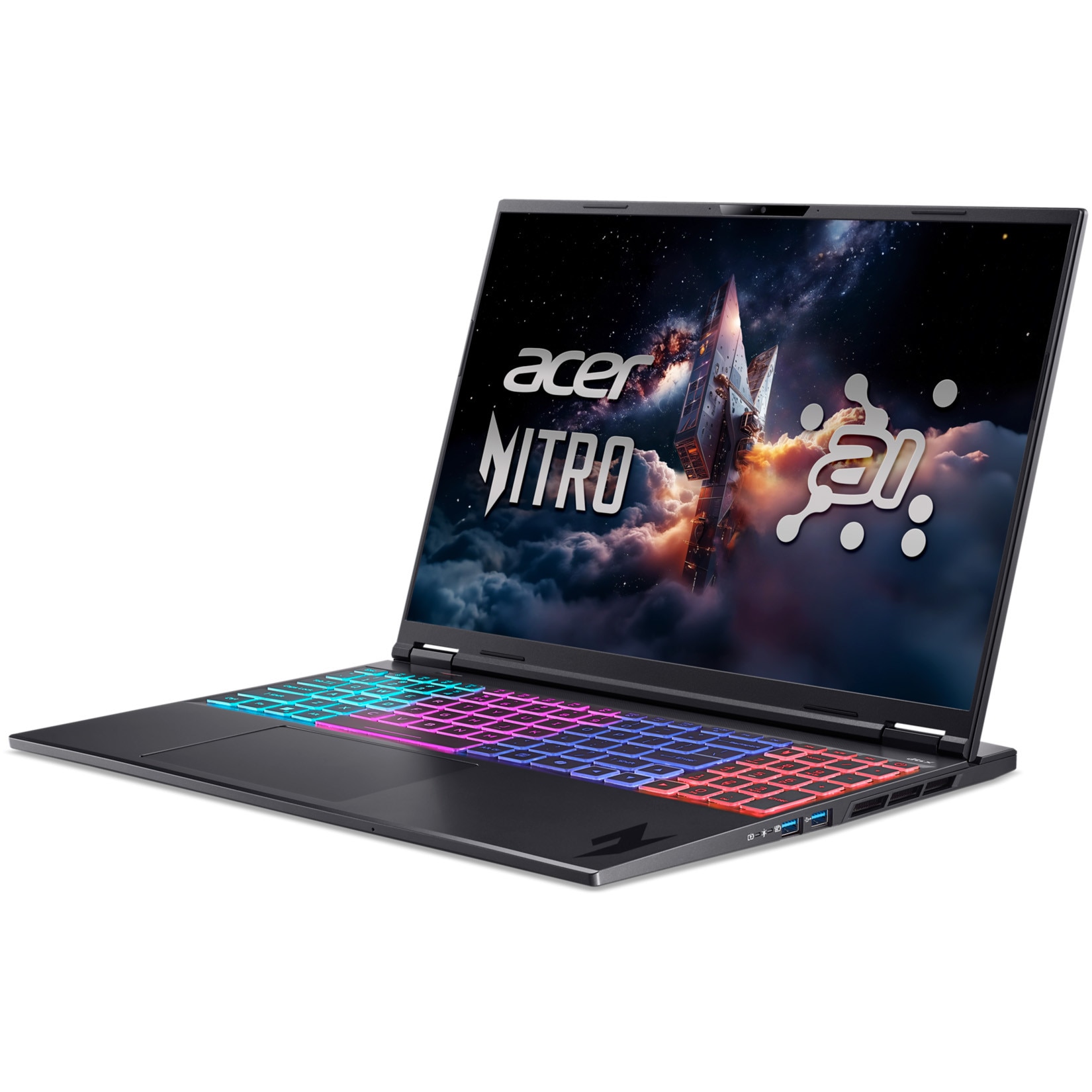 Laptop Gaming Acer Nitro 16S AI cu procesor AMD Ryzen™ AI 7 350 pana la 5.0 GHz, 16", WQXGA IPS, 180Hz, 16GB DDR5, 1TB SSD, NVIDIA® GeForce RTX™ 5070 8GB GDDR7, No OS, Obsidian Black