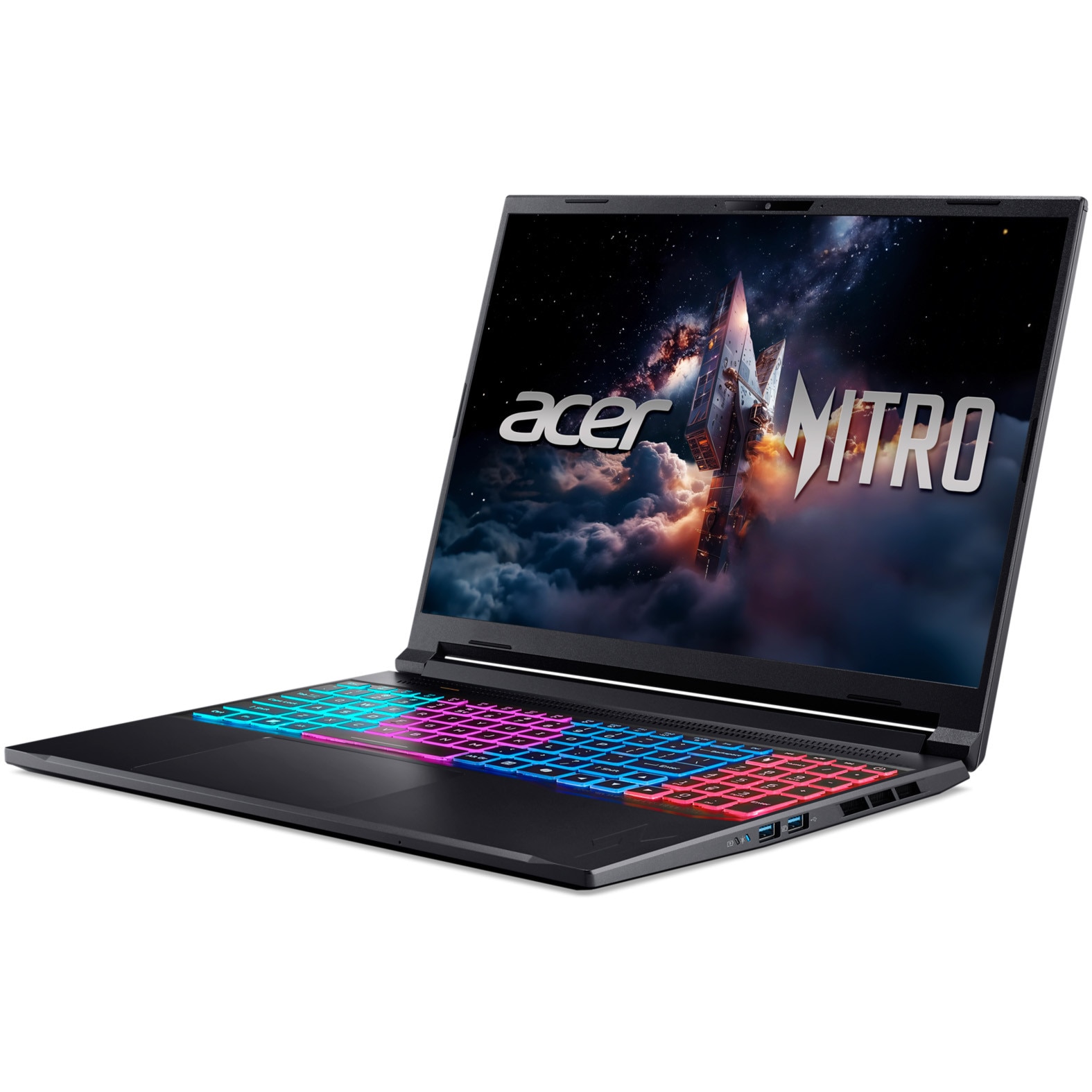 Laptop Gaming Acer Nitro V 16S cu procesor Intel® Core™ 5 210H pana la 4.8 GHz, 16", WUXGA IPS, 180Hz, 16GB DDR5, 512GB SSD, NVIDIA® GeForce RTX™ 5050 8GB GDDR7, No OS, Obsidian Black