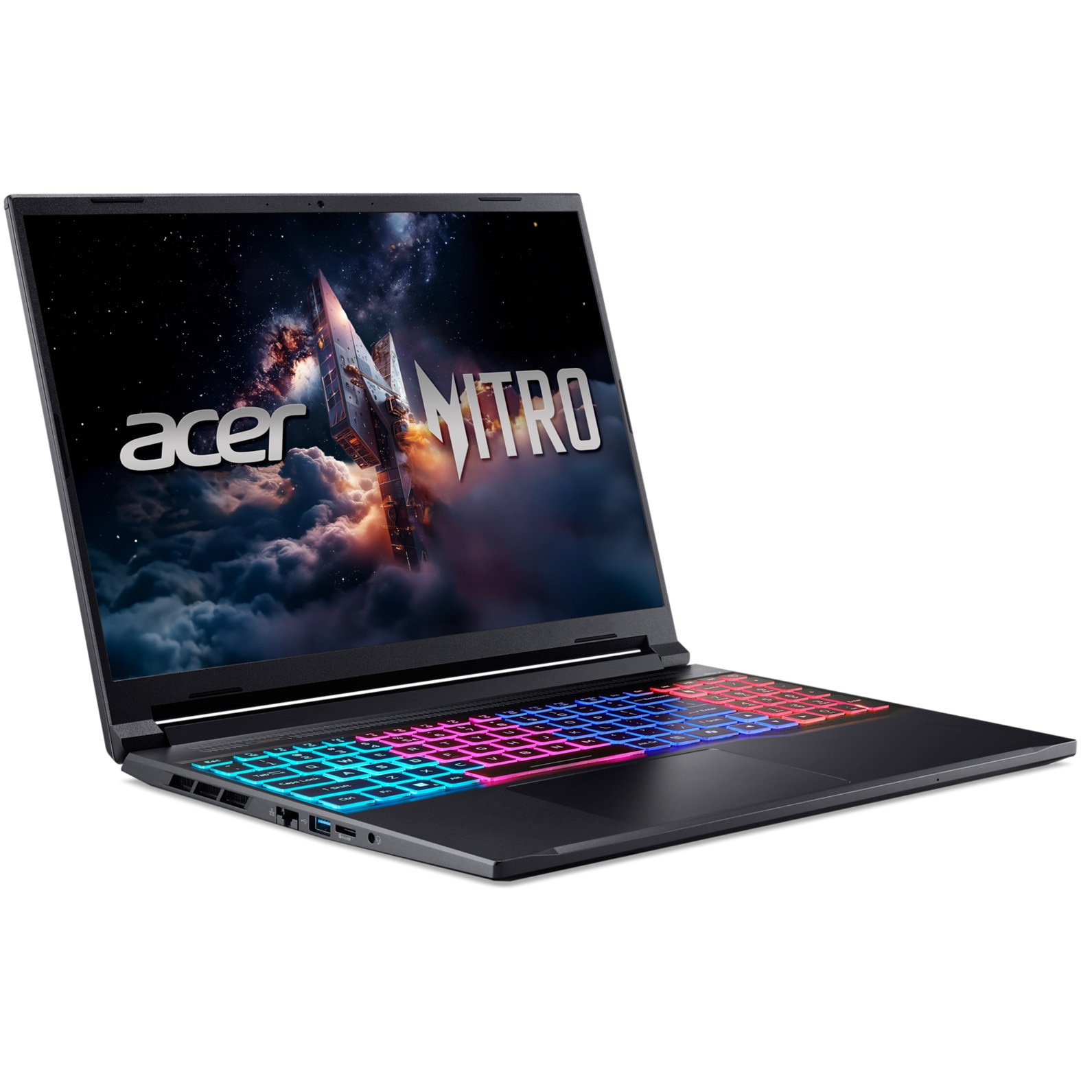 Laptop Gaming Acer Nitro V 16S cu procesor Intel® Core™ 5 210H pana la 4.8 GHz, 16", WUXGA IPS, 180Hz, 16GB DDR5, 512GB SSD, NVIDIA® GeForce RTX™ 5050 8GB GDDR7, No OS, Obsidian Black