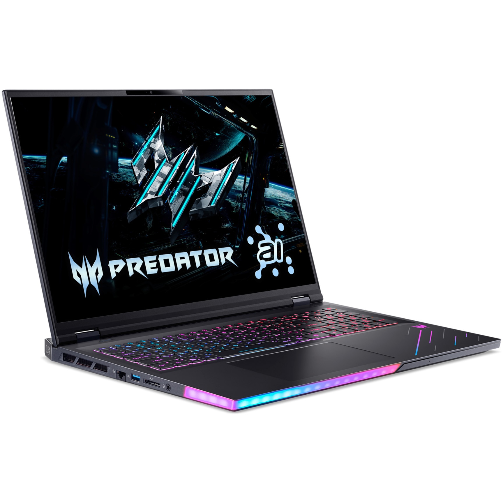 Laptop Gaming Acer Predator Helios 18 AI cu procesor Intel® Core™ Ultra 9 275HX pana la 5.4 GHz, 18", WQUXGA Mini LED IPS, 120Hz, 96GB DDR5, 1TB + 2TB + 1TB SSD, NVIDIA® GeForce RTX™ 5090 24GB GDDR7, Windows 11 Pro, Abyssal Black