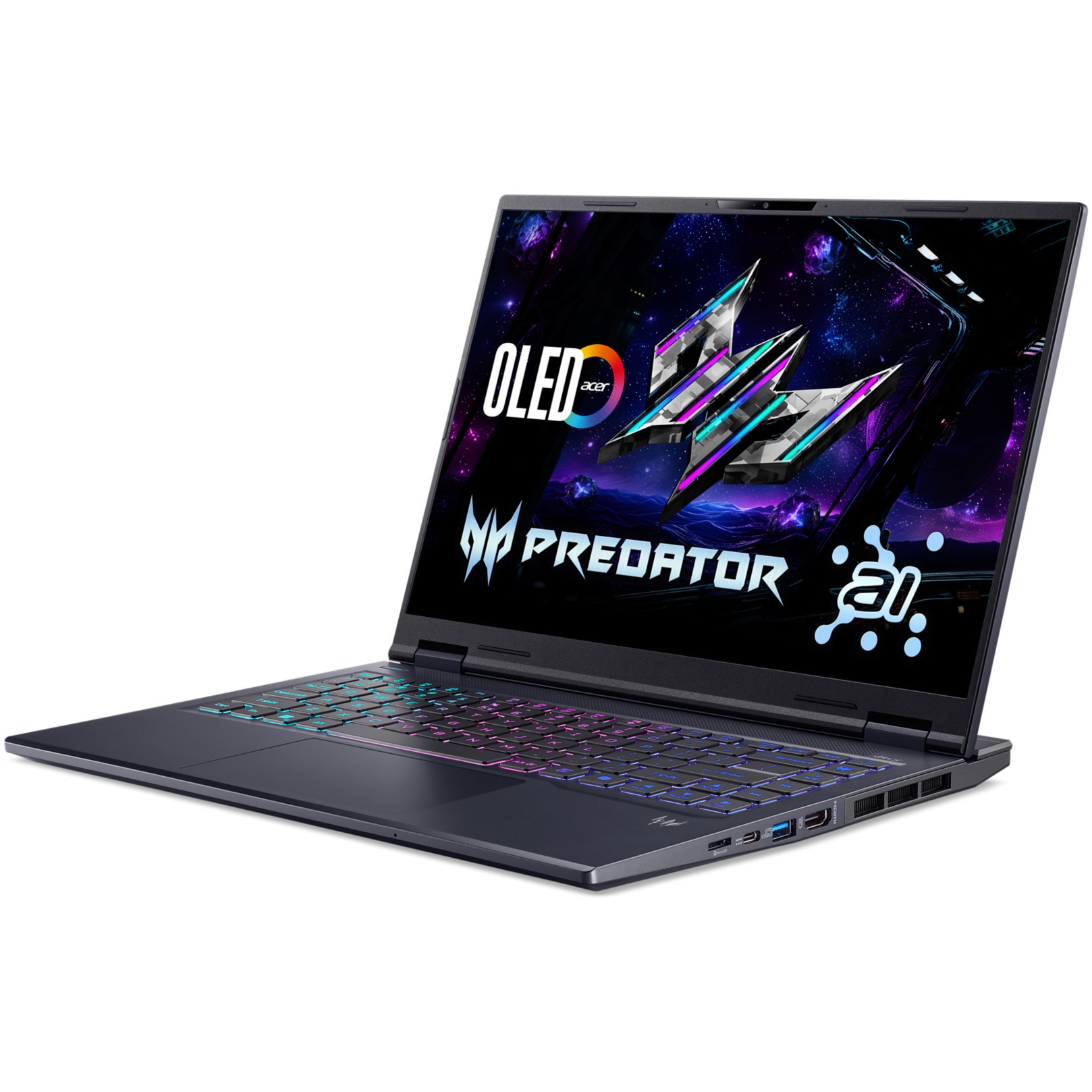Laptop Gaming Acer Predator Helios Neo 14 AI cu procesor Intel® Core™ Ultra 7 255H pana la 5.1 GHz, 14", WQXGA IPS, 165Hz, 32GB LPDDR5X, 1TB SSD, NVIDIA® GeForce RTX™ 5060 8GB GDDR7, No OS, Abyssal Black