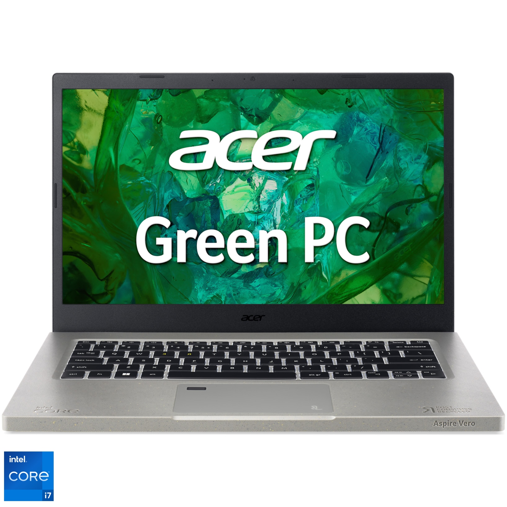 Laptop Acer Aspire Vero cu procesor Intel® Core™ i7-1355U pana la 5.00 GHz, 14", FHD IPS, 16GB LPDDR4X, 512GB SSD, Intel® UHD Graphics, No OS, Cobblestone Gray
