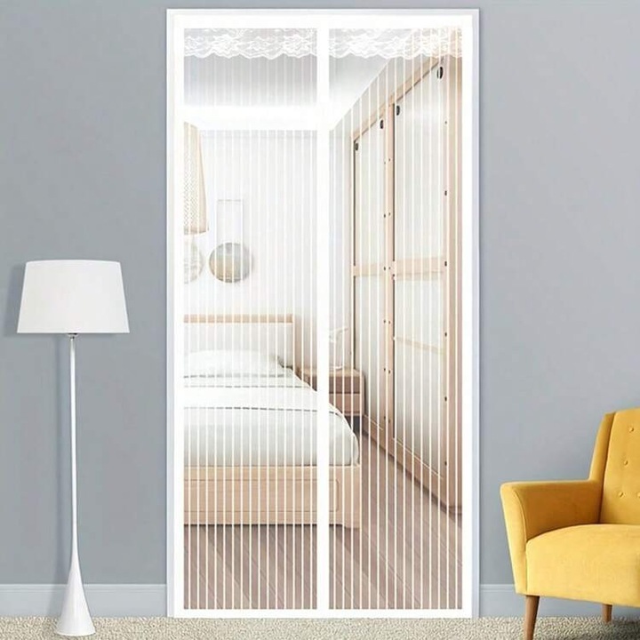 Perdea din plasa magnetica, alba, 80x190cm