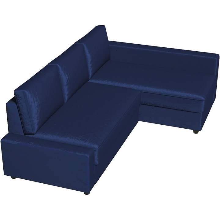 Husa pentru canapea Friheten, albastra, din velur, dimensiuni specifice pentru bratul lung pe partea stanga