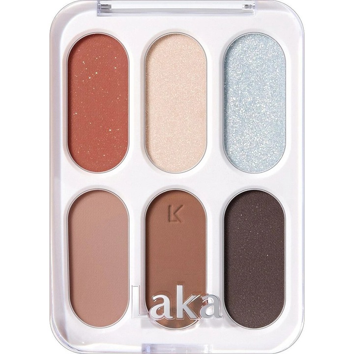 Fard de pleoape, Laka, Forever6 Eye Palette 01 Beginning, 7gr, bej caramiziu maroniu, pudra compacta