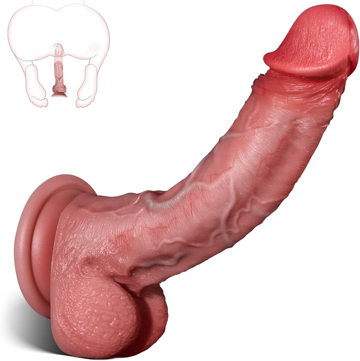 Dildo realist, MingZhi®, Dildo realist pentru femei cu jucarii sexuale - Dildo-uri din silicon de 6,3 inch, sigure pentru corp, cu ventuza moale si realista pentru joc anal cu strap on, punct G
