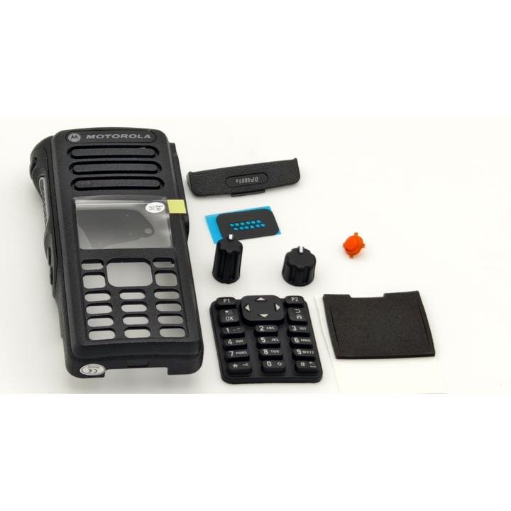 Carcasa cu geam și tastatură completă, kit reparație pentru statii radio Motorola, neagră