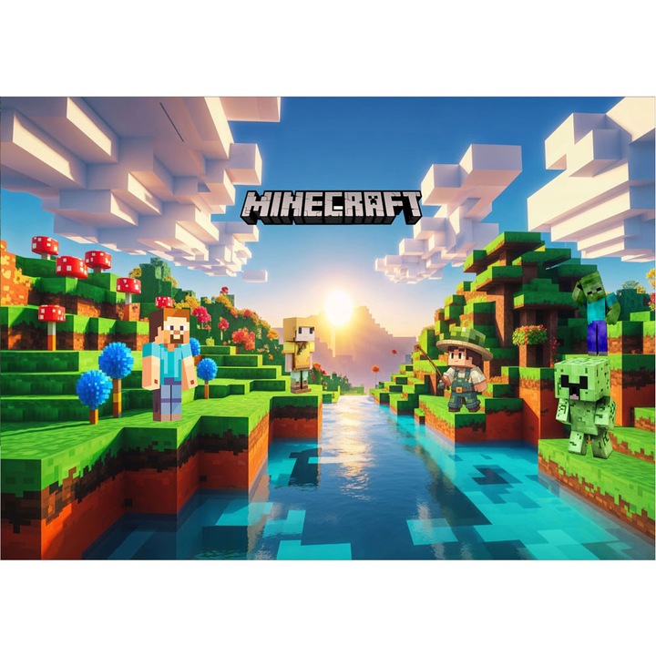 Fotótapéta gyerekeknek, öntapadós, Minecraft, többszínű, 120x200 cm CO410