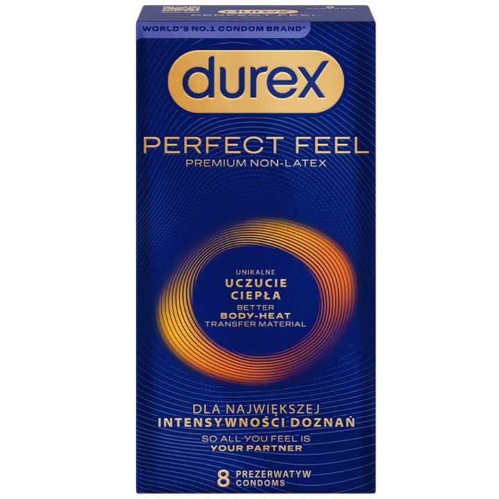 Комплект 8 презерватива Durex Perfect Feel с топлинна функция, без латекс