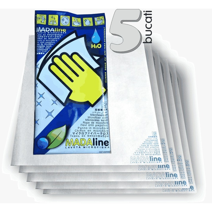 Set 5 lavete Magic microfibra MadaLine 42×37 cm