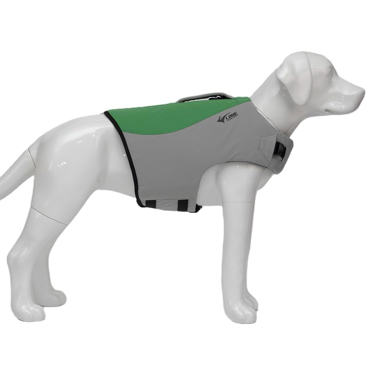 Kamizela de salvare pentru caini, Lovelonglong, verde, marimea M, 3 straturi, cu maner de salvare