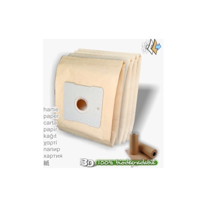 Set 4 Saci aspirator 167 hartie dublustratificata compatibili modele AEG / AFK / AirFlo / Akiba / Alaska / Albatros / Aldi / Alpina / Amadis / Amica / Argos / Ariete / Basic / Beam / Becken / Beem / Beko / Bestron / Bimatek / Blue Air / BlueSky / Bob Home