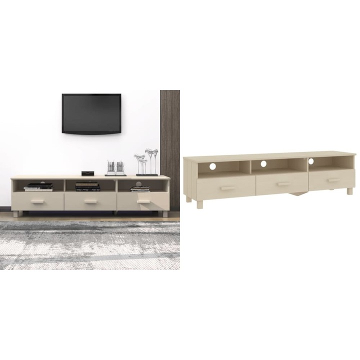 Dulap TV „HAMAR”, maro miere, 158x40x40 cm, lemn masiv de pin