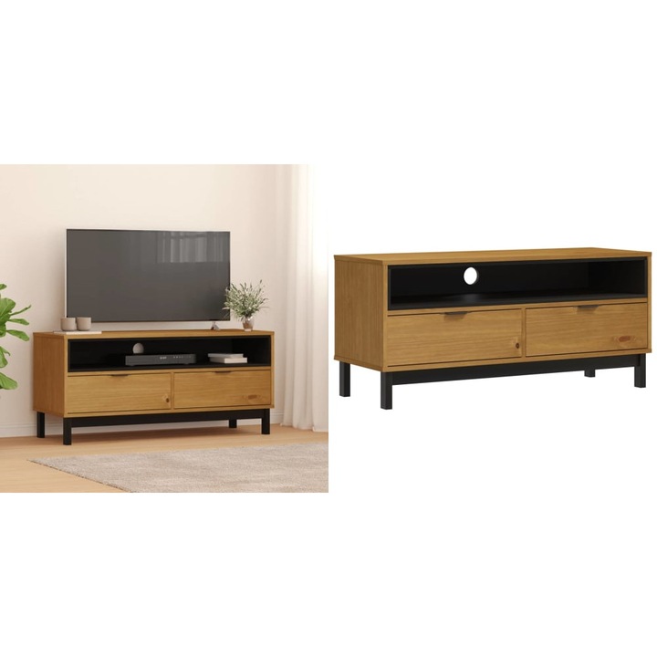 Dulap TV „FLAM” 110x40x50 cm, lemn masiv de pin