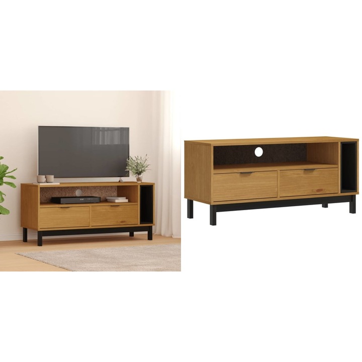 Dulap TV „FLAM” 110x40x50 cm, lemn masiv de pin