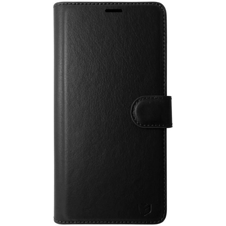 Husa tip carte cu stand Techsuit, aspect piele neagra, pentru Samsung Galaxy S25 FE