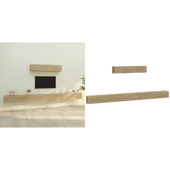 Set dulap TV, 6 piese, stejar sonoma, lemn prelucrat