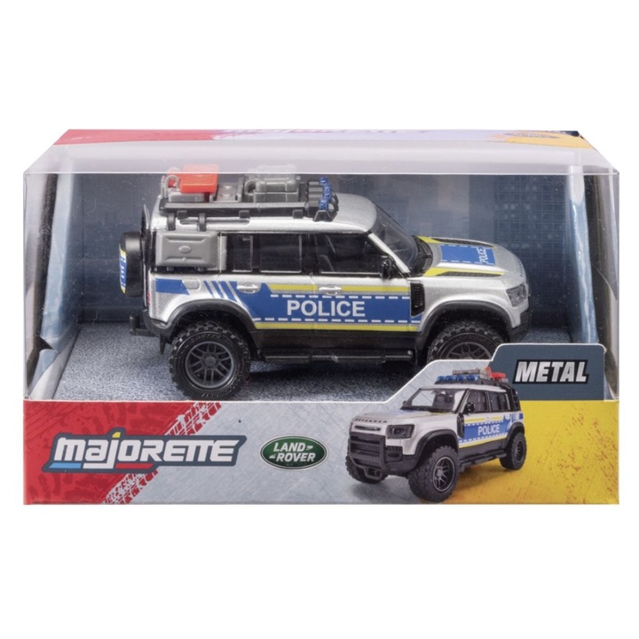 Majorette Rendőrautó, fém, Land Rover Defender, 1:43 méretarány