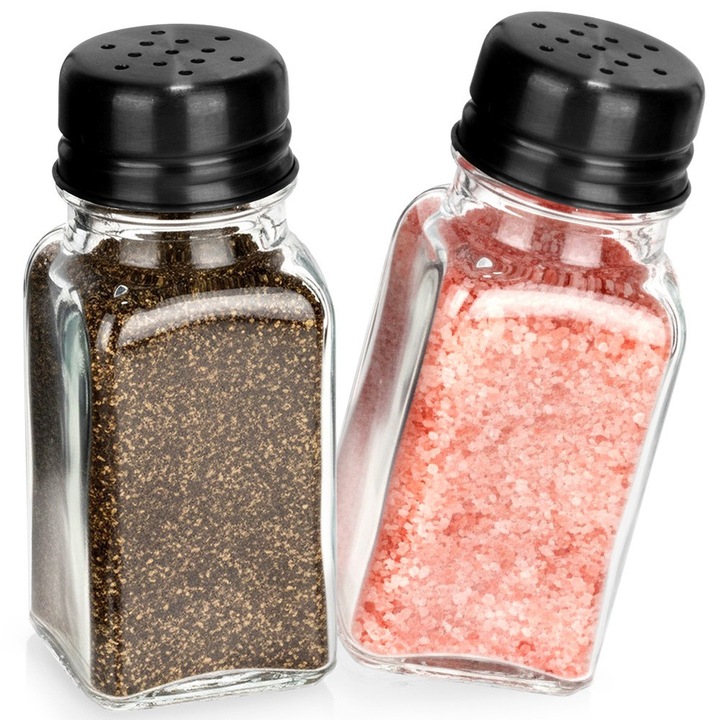 Set solnica si pipera Vilde, sticla transparenta, 80 ml, 4x4x9,5 cm