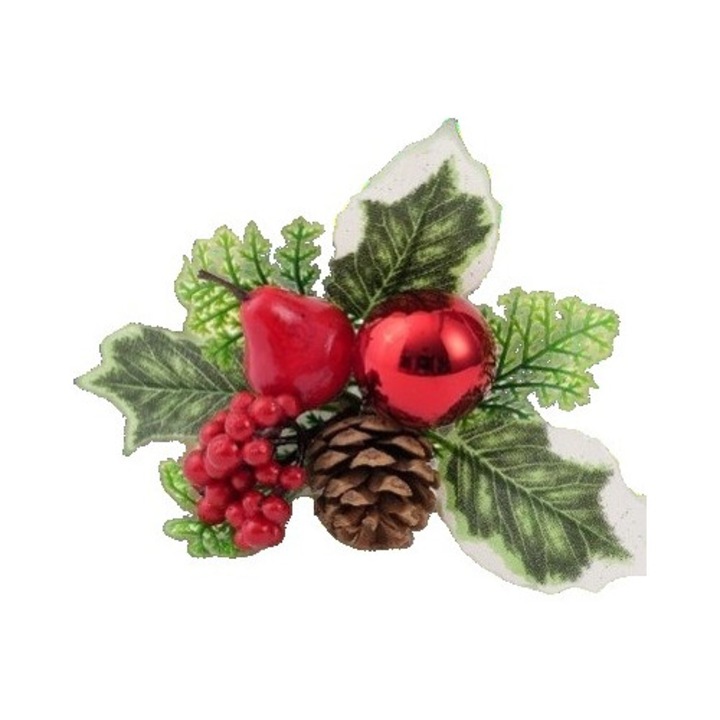 Decoratiune de Craciun, Cyrax, 15 x 23 cm, Model Buchetel 1, Multicolor