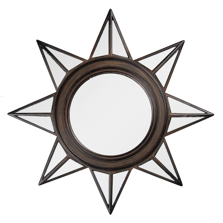 Fali tükör polirezin barna Ø 13x2 cm