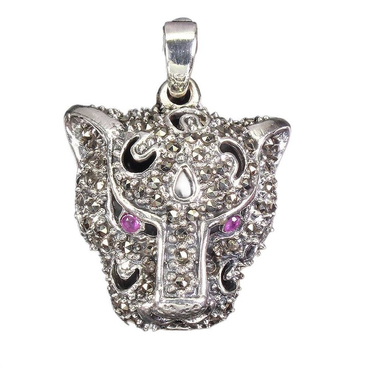 Pandantiv argintiu cu rubine si markazite, 30x22mm, 5.97g, set