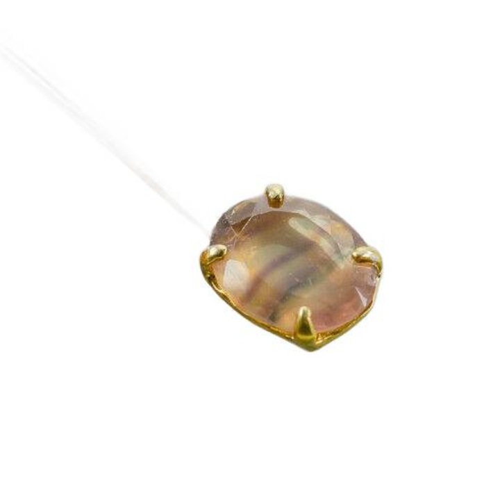 Brosa artistica din argint 925, fluorit natural 13ct, 8.3g, aurita, provenienta Africa