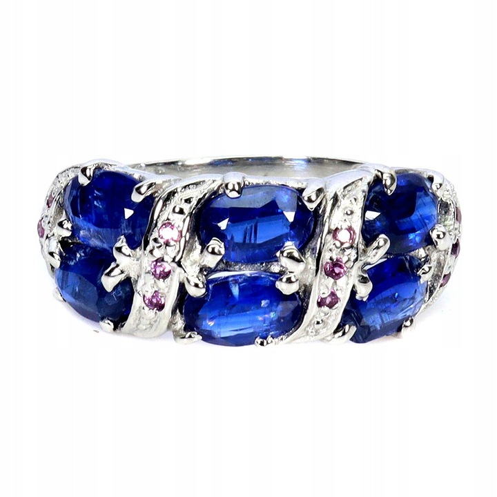 Inel argint 925, Songea, kianite naturale si granate, 22x9mm, marimea 15