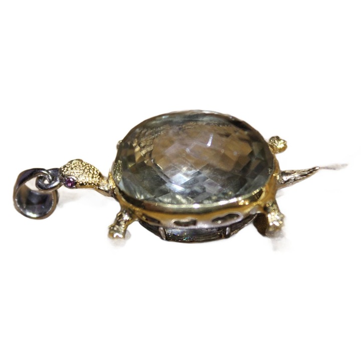 Pandantiv argint 925, Songea, ametist verde 28ct, rodolit, 35x17mm