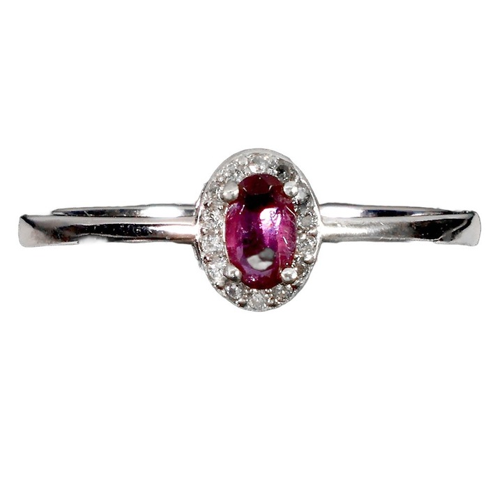 Inel din argint 925 cu rubin natural, Songea, 14, 7x5mm