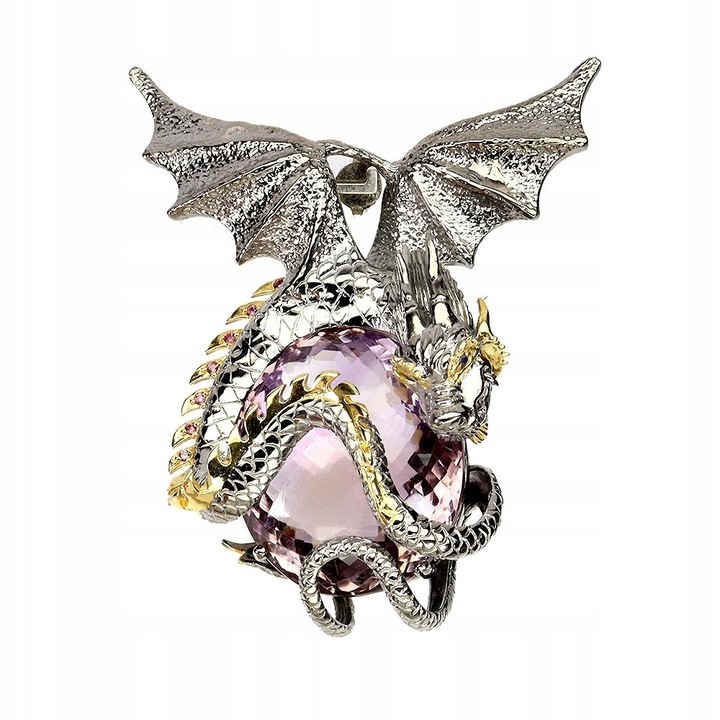 Pandantiv Songea, argint 925, cu amentrin natural 95ct, safir si granat, 56x55mm