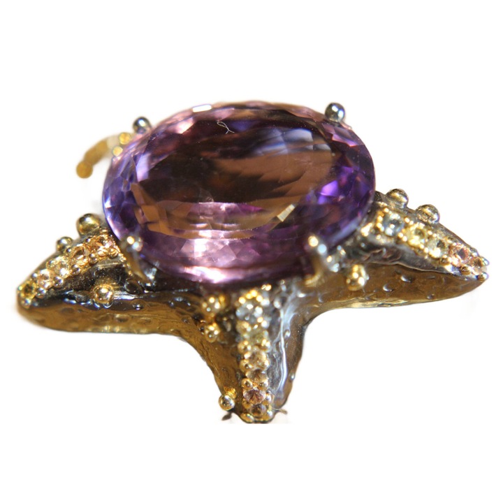 Pandantiv Songea cu ametist si safire, 37x20mm, 13.5g