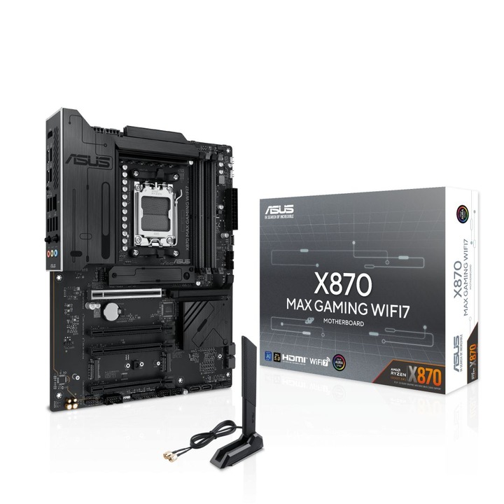 Placa de baza Asus X870 MAX GAMING WIFI7, AM5, 4xDDR5, 256GB, ATX
