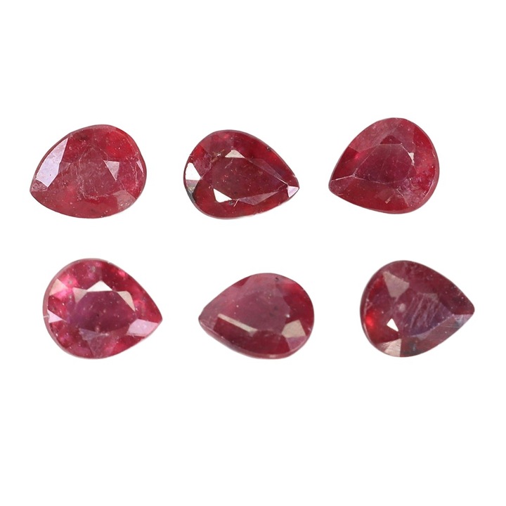 Set rubine naturale 5.31ct, 6 bucati, 6x4.5x3mm, 6x5x3mm, rosu, Madagascar