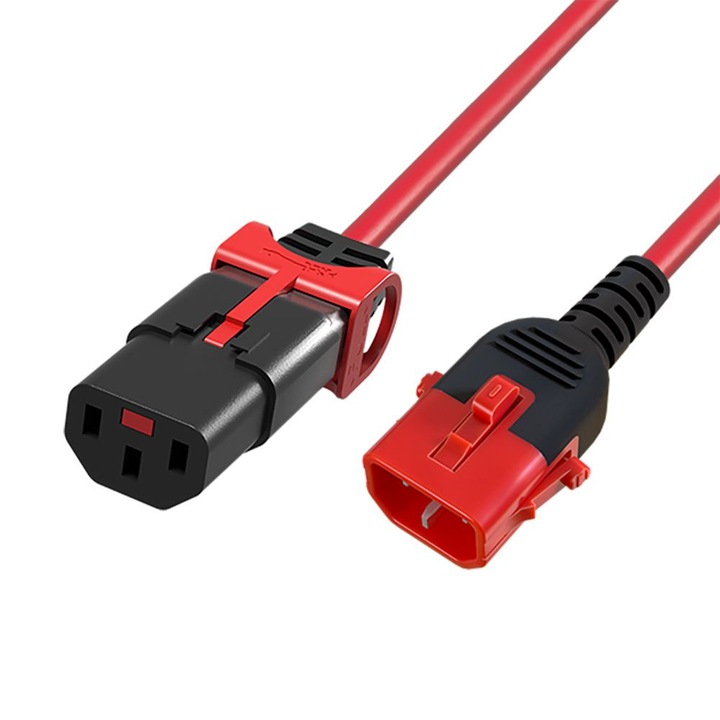 Cablu ACT Powercord C13 IEC Lock+ - C14 IEC Lock, 1m, rosu