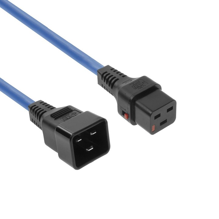 Cablu de alimentare ACT C19 IEC Lock - C20 3m, Albastru