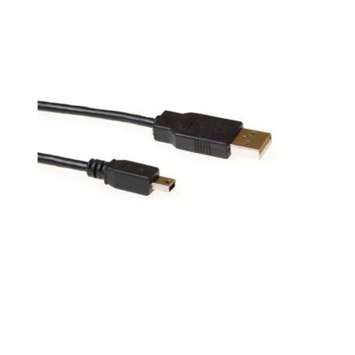 ACT USB2.0 A male - USB mini B5 male 3m Black, 282617, Kábel