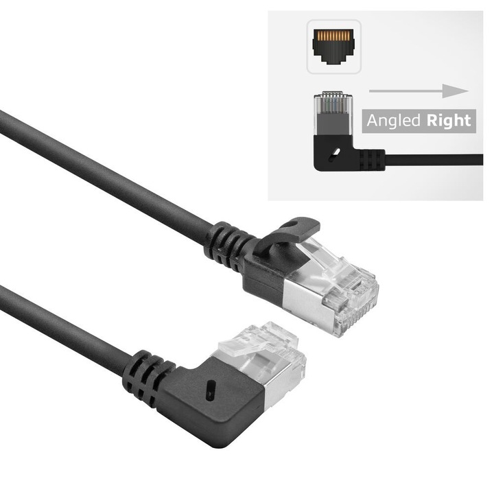 Cablu Patch CAT6A U-FTP 5m, ACT, negru