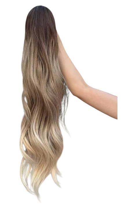 Hajhosszabbítás csattal, enyhén hullámos szintetikus haj, szőke színű, könnyen fésülhető, 26 hüvelyk hosszú, 160g