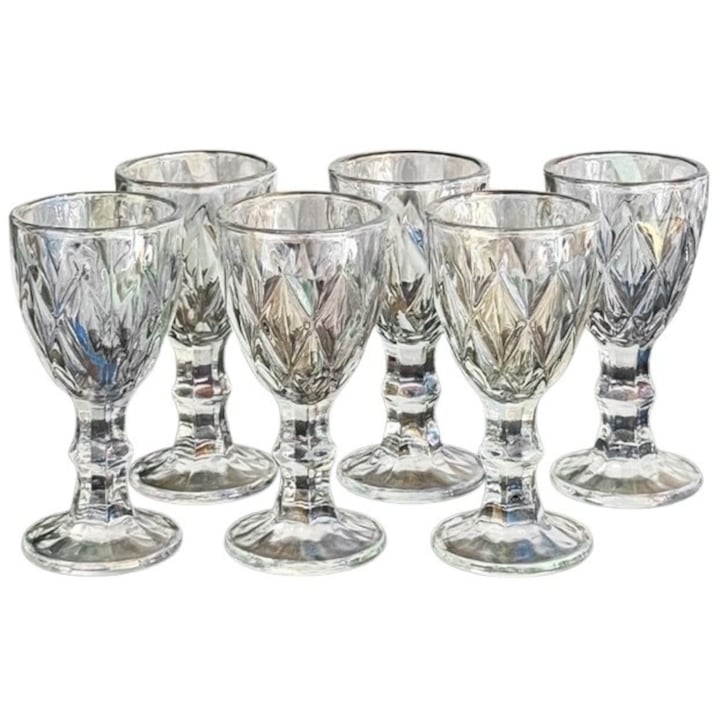 Комплект от 6 винтидж чаши MADGENIX 60 мл стъкло с краче за ликьор, аперитиви, шотове